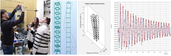 Pasco structural experiment, computer models and comparison of vibrations with different dampers